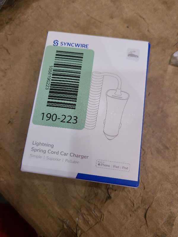 Photo 1 of [Apple MFi Certified] Syncwire iPhone Car Charger 32W Super Fast Car Phone Charger Cigarette Lighter USB Car Adapter with Build-in 5FT Coiled Lightning Cable for Apple iPhone 14/13/12/11/XR/Max, iPad