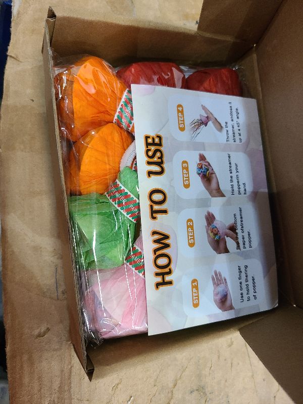 Photo 1 of 12Pack Hand throw Streamer Poppers 6 Color Mix No Mess Confetti Poppers?Party Poppers No Mess Streamers Easy to Clean Ideal for Celebrations Birthday and Festival