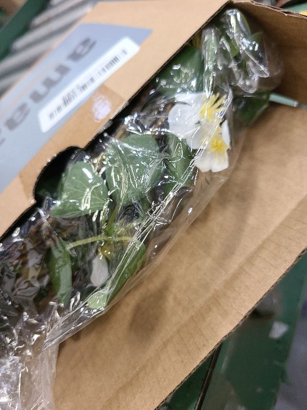 Photo 1 of 2PCS Artificial Greenery Stems Plants Faux Leaf with Flowers for Home Party Wedding Spring Decoration (White)