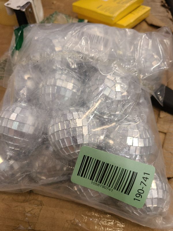 Photo 1 of 24 PCs Mini Disco Balls Set – 1.8 in Disco Ball Ornaments for Parties and Fun – Lightweight & Portable Decorations for Events & Multipurpose Use, Reflective Mirror Finish, Silver Sparkle