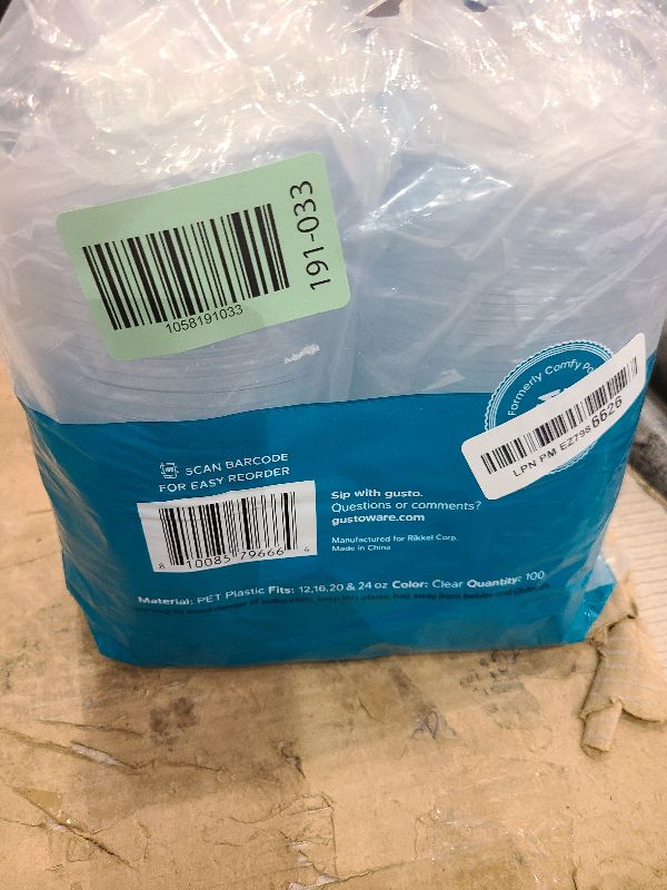 Photo 1 of [100 Count] Crystal Clear Strawless PET Plastic Lids for 12, 16, 20 & 24 oz. Milkshake Cups