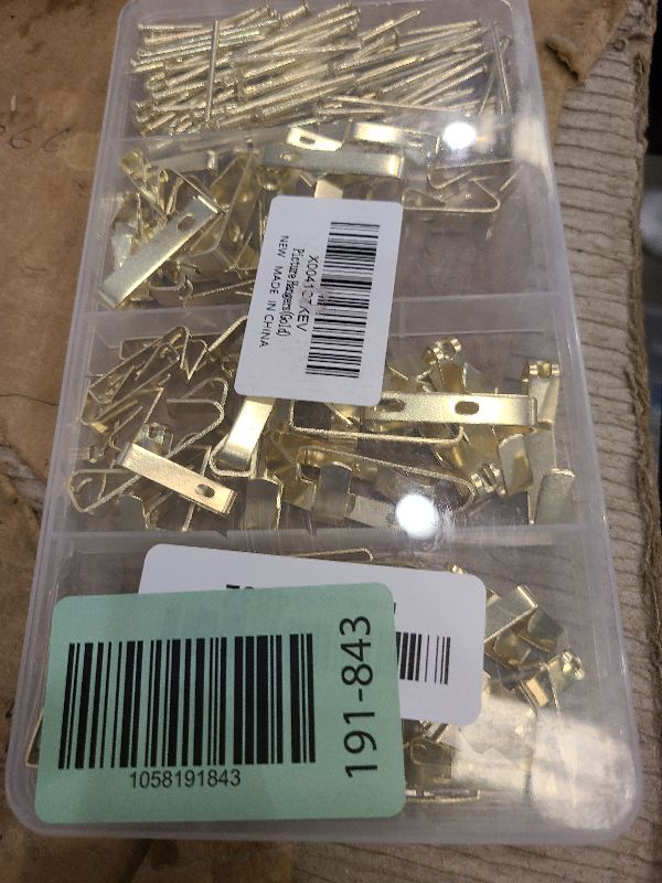 Photo 1 of 184 Pieces Picture Hanging Kit, 20lb, 30lb, and 50lb Picture Hangers, Metal Picture Hanging Hooks with Nails, on Drywall, Wooden Wall(Gold)