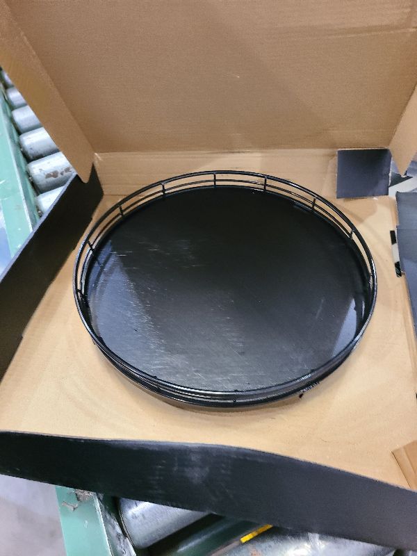 Photo 1 of 10" Oak Wood Lazy Susan Turntable Organizer, Lazy Susan for Cabinet Dining Table Pantry Kitchen Countertop Spice Bathroom Vanity Tray for Counter Dresser Sink Soap Holder Coffee Table Bar Decor Black