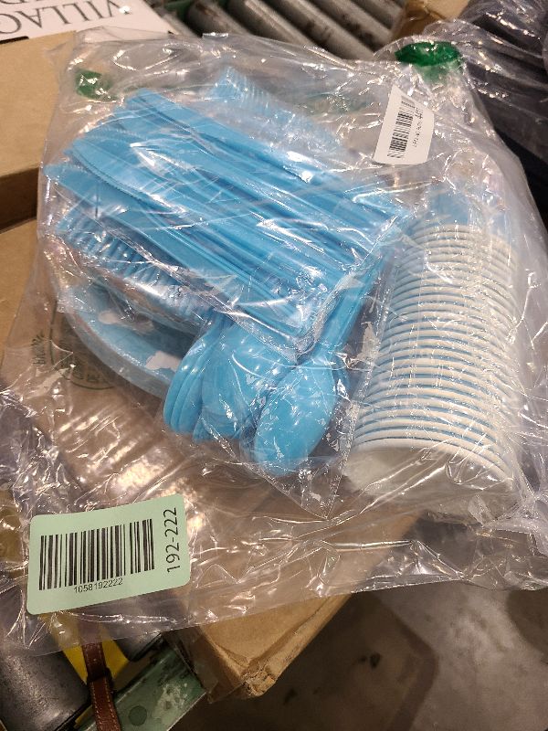 Photo 1 of 175Pcs Cartoon Birthday Party Supplies Cow Print Birthday Party Decorations Cartoon Plates and Napkins Tableware Set Blue Cloud Cow Print Party Supplies Kids 1st 2nd 3rd 4th Party Decor