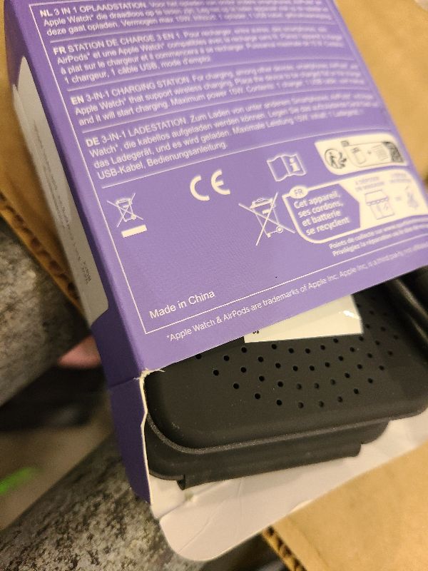 Photo 1 of 3 in 1 Charging Station for Apple Devices, Foldable Charger for iPhone, 15W Qi Certified Wireless Charger for Multiple Devices, Compactible for iPhone 16 15 14 13 12 Pro Max Plus Apple Watch (Black)