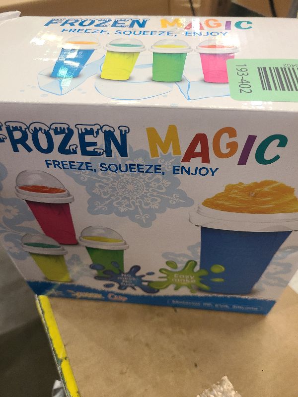 Photo 1 of 2 Pack Slushie Cup, Slushy Maker Cups, Magic Quick Frozen Squeeze Cups for Ice Cream Juice Milk Yogurt, DIY Smoothie Cooling Cup with Lid and Straw for Kids Friends Family (Blue and Pink)