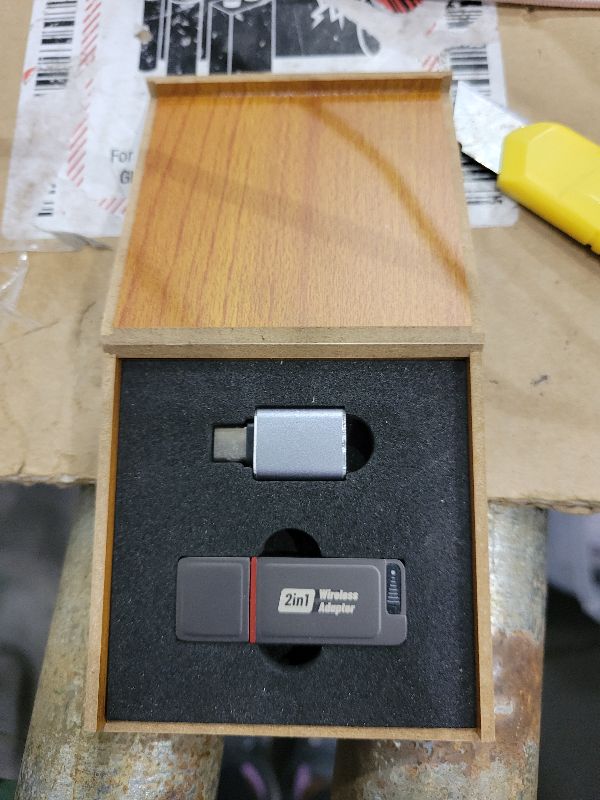 Photo 1 of 2-in-1 Wireless CarPlay Adapter Support Apple CarPlay & Android Auto, Mini Bluetooth USB A & USB C Dongle Convert Wired to Wireless Compatible with iPhone & Android