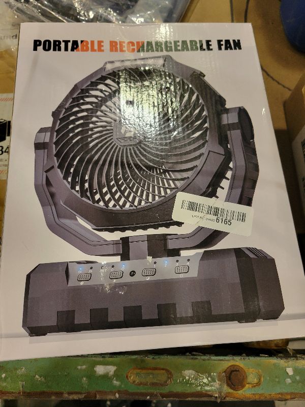 Photo 1 of 36000mAh Portable Camping Fan - 150HRS Rechargeable Fan with Detachable Battery with LED & Remote - 4 Speeds Battery Powered for Tent,Travel, Office, Jobsite