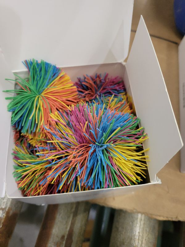 Photo 1 of 16 PCS Sensory Fidget Stringy Balls, Multicolor Soft Rubber Bouncy Stress Balls, Pull Stretch Elastic Ball Toy Rainbow Fidget Party Favors
