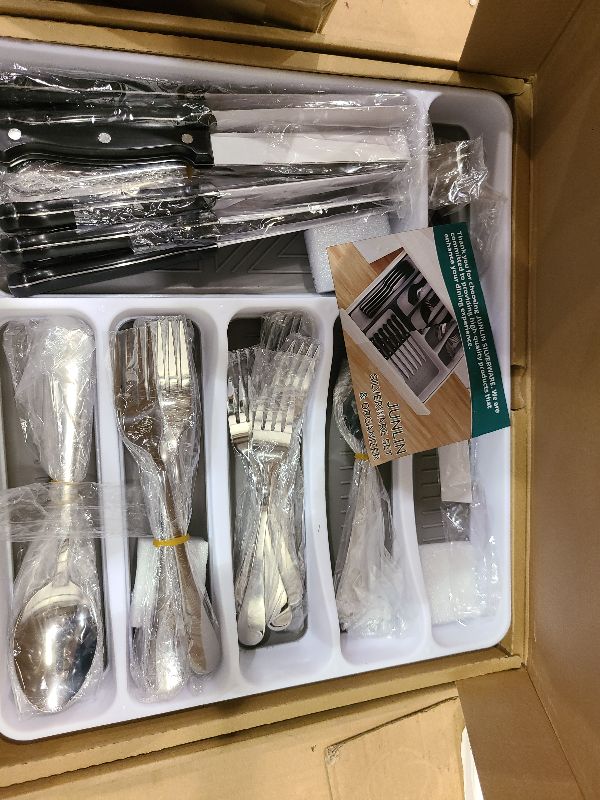 Photo 1 of 49-Piece Stainless Steel Silverware Set with Cutlery Organizer, Service for 8 with Steak Knives and Kitchen Utensils