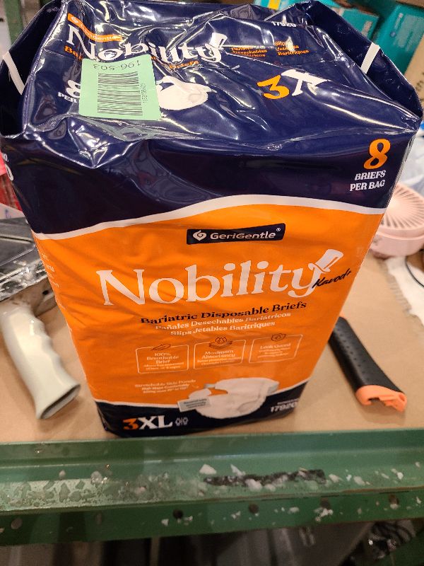 Photo 1 of 3XL Adult Diapers for Women and Men - 8 Bariatric Disposable Briefs with Tabs and Stretchable Side Panels - Breathable with Maximum Absorbency