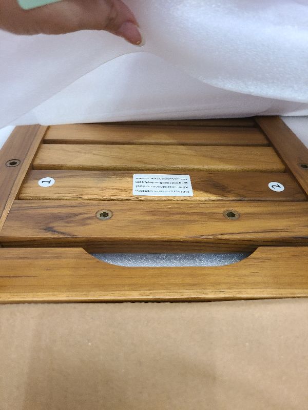 Photo 1 of 18" Standard Teak Shower Bench with Shelf & Handle - Waterproof, Non-Slip Bath Stool, 300 lbs Capacity - Fits Standard Tubs/Showers & Outdoor Use (Patented)