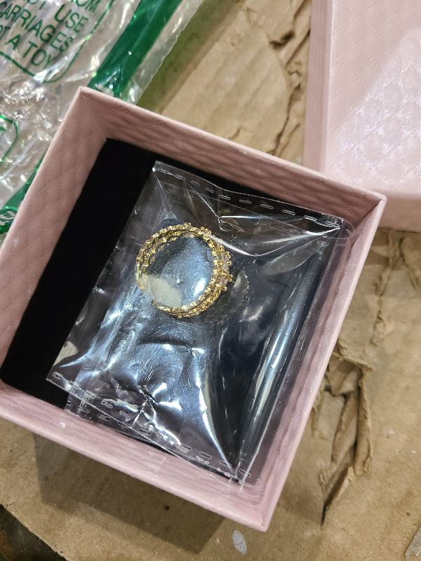 Photo 1 of 18K Gold Plated Cubiz Zirconia Wedding Engagement Wide Adjustable Band Ring for Women