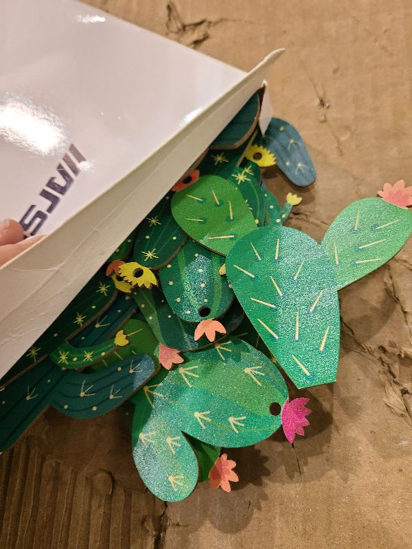 Photo 1 of 24 Pcs Cactus Cutouts Wooden Ornaments Summer Themed Party Banner DIY Cactus Green Decoration Hanging Embellishments Fiesta Party Decoration for Mexican Themed Birthday Baby Shower Banner