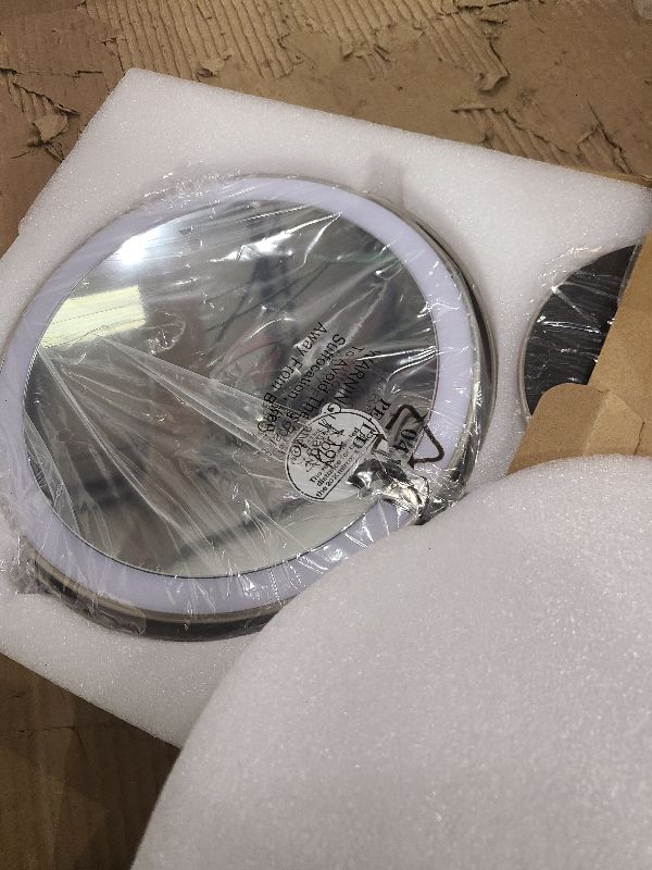 Photo 1 of 20x Magnifying Mirror with Light, Lighted Makeup Mirror with 3 Color Modes and Adjustable Brightness, Side Charging Port & SideTouch Sensor, 360° Rotation Double Sided Standing Mirror-Brushed Nickel