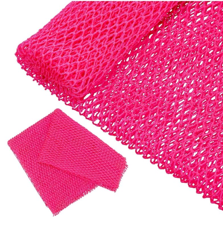 Photo 1 of Geiserailie African Net Sponge Long Bathing Net Shower Body Scrubber Back Scrubber Skin Smoother Bathing Sponge for Daily Use or Stocking Stuffer(Pink)