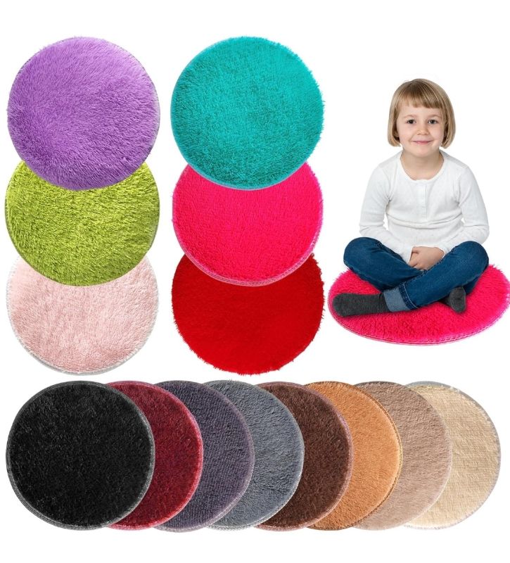 Photo 1 of 6 Pack Kids Crazy Carpet Circle Seats 16 Inch Round Floor Mat Kids Floor Cushions Soft Colorful Educational Classroom Rug for School Home Group Activity Learning Marker Playing Areas