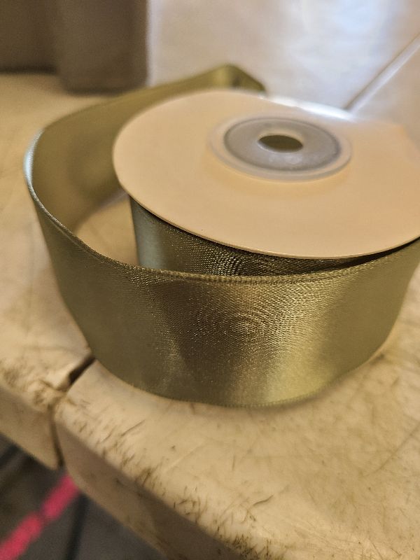 Photo 1 of 1-1/2 inch Champagne Gold Polyester Ribbon 50 Yards for Wedding Invitations, Bridal Bouquets, Sewing, Party Decorations, Gift Wrapping and More