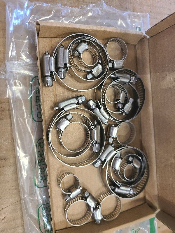 Photo 1 of 20Pcs Adjustable Stainless Steel Hose Clamps Assortment Kit, 1/4-2 in (6-51mm) Worm Gear Pipe, Fuel LineHeavy Duty for Plumbing, Washing Machine, Mechanical?Garden and Automotive Hose Connections