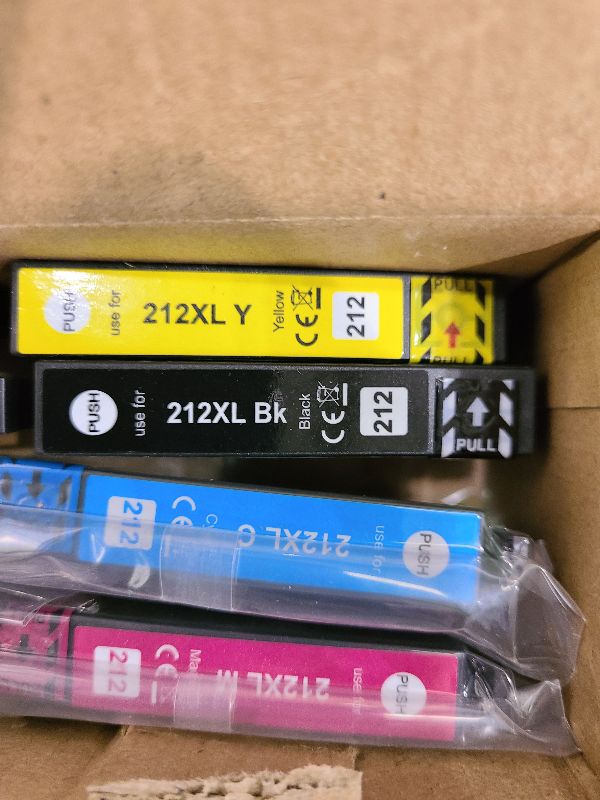 Photo 1 of 212XL High Capacity Remanufactured for Epson 212 Ink Cartridges Combo 4 Pack 212XL T212XL T212 Work with Epson WF-2850 WF-2830 XP-4100 XP-4105 Printer, New Upgraded Chips (Black Cyan Magenta Yellow)