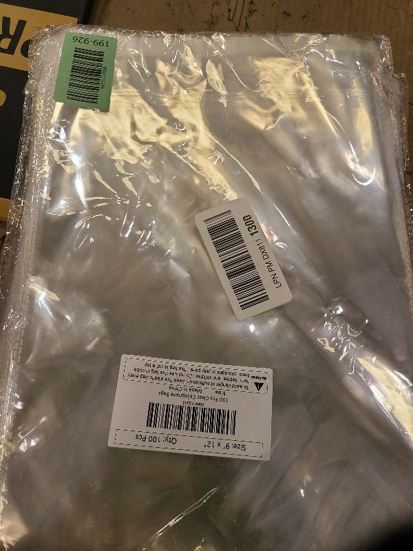 Photo 1 of 100 Pcs Clear Self Sealing Cellophane Bags 9x12 Inches for Packaging Clothes, Resealable Poly Plastic Shirt Bags for Small Business, Plastic Sleeves for Magazine A4 Letter Size Artwork (2.8Mils)