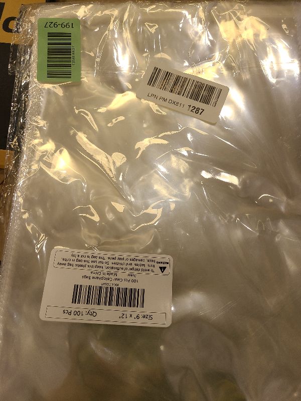 Photo 1 of 100 Pcs Clear Self Sealing Cellophane Bags 9x12 Inches for Packaging Clothes, Resealable Poly Plastic Shirt Bags for Small Business, Plastic Sleeves for Magazine A4 Letter Size Artwork (2.8Mils)