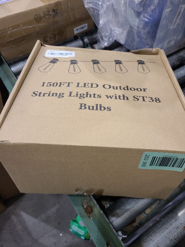 Photo 1 of 150FT Solar String Lights for Outside, Solar Powered Patio Lights with 52 Shatterproof ST38 Edison Bulbs & Remote Control,Dimmable LED Solar String Lights for Outside Waterproof