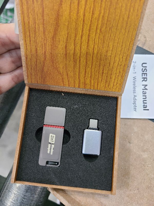 Photo 1 of 2-in-1 Wireless CarPlay Adapter Support Apple CarPlay & Android Auto, Mini Bluetooth USB A & USB C Dongle Convert Wired to Wireless Compatible with iPhone & Android