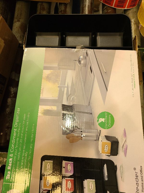 Photo 1 of Mind Reader Tea Bag Organizer, Tea Station Organizer, Countertop Storage, Kitchen, Plastic, 10.25"L x 3.25"W x 13.75"H, Black