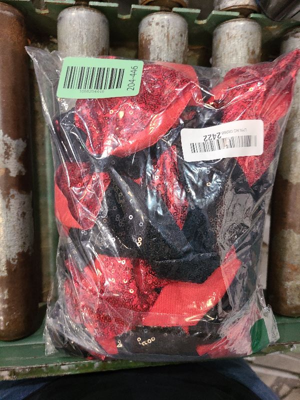 Photo 1 of 16 PCS Large Glitter Red Black Cheer Hair Bows, Shiny Cheerleading Bows Ponytail Holder for Cheerleader Girls Softball Sports and Christmas Tree Decor (Red Black)