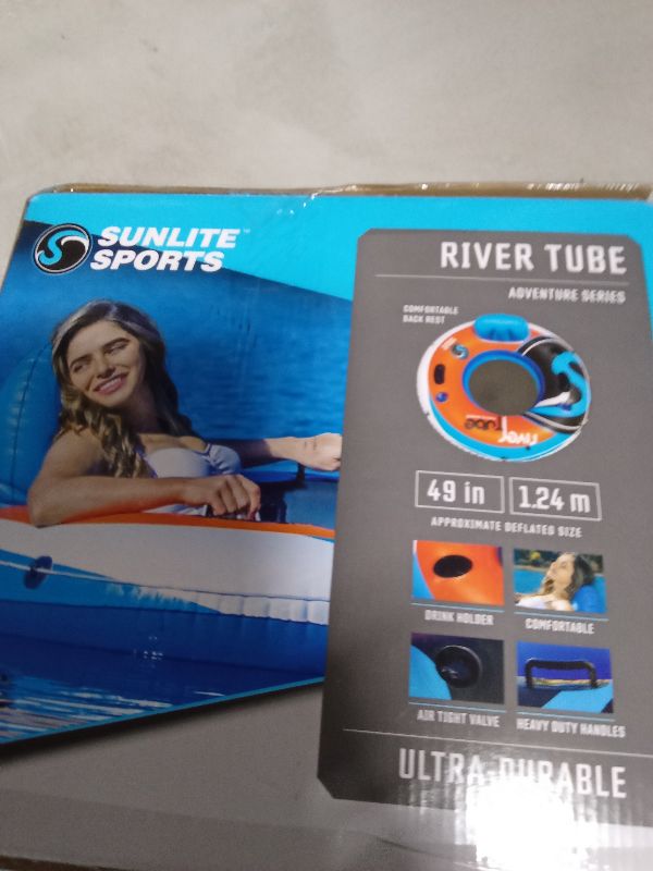 Photo 1 of 2025 New & Upgraded Sunlite Sports Heavy Duty River Tube Inflatable, Premium Water Float to Lounge Above Lake and River, Outdoor Water Raft Sport Fun, Recreational Use