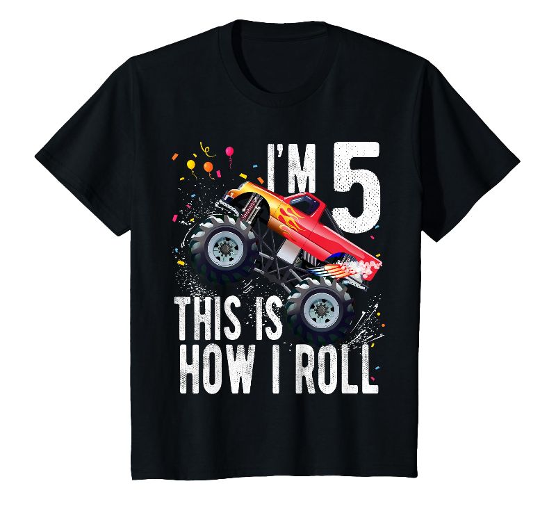 Photo 1 of 5 Year Old Shirt 5th Birthday Boy Monster Truck Car T-Shirt YOUTH XSMALL