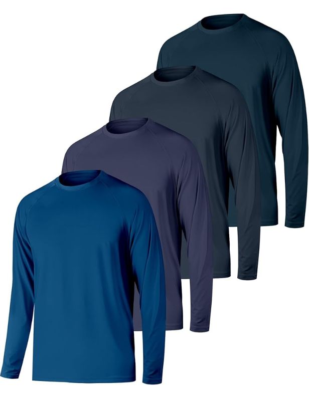 Photo 1 of 4 Pack Mens Long Sleeve Tee Shirts UPF 50+ Rash Guard Quick Dry Fit Workout Gym Fishing Athletic Tshirt XL