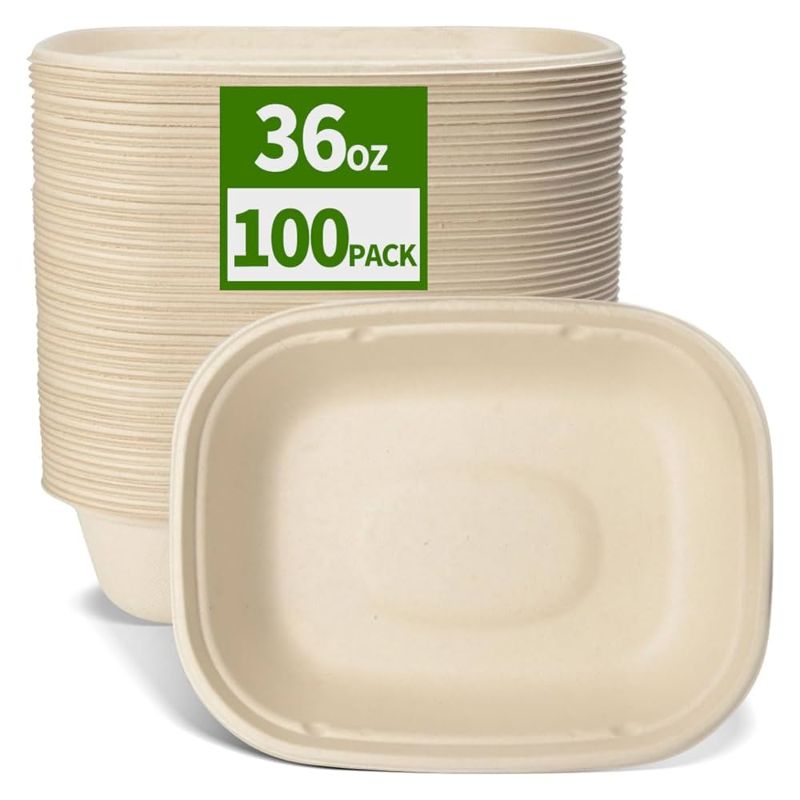 Photo 1 of 36 oz Large Paper Bowls Microwavable Serving Nacho, Burrito, Potatos, Taco Salads, Taco Bar Nacho Bar Party Serving Supplies 