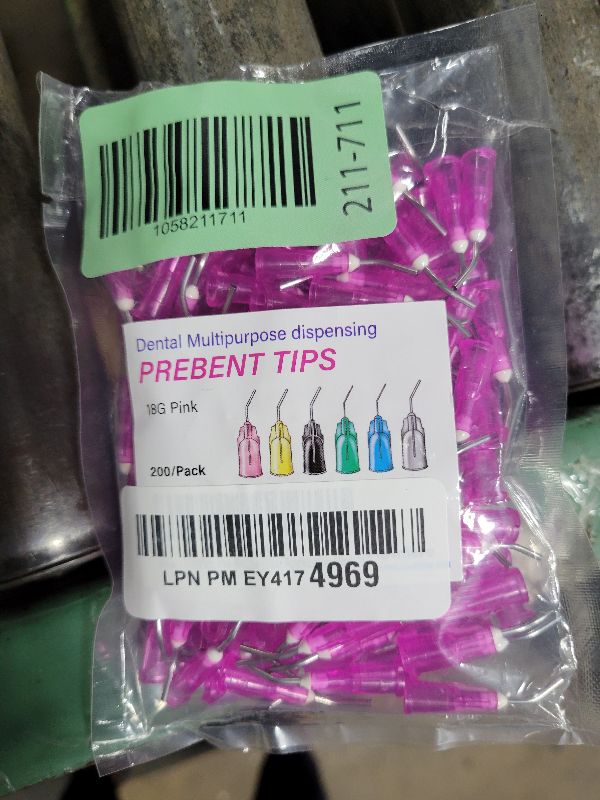 Photo 1 of 200Pkg. Pre-Bent applicator Tips 18 Ga. Pink Dental PreBent Cavity Liners, Bases & Composites Dispensing Needle Etchants Tips