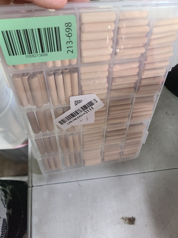 Photo 1 of 260 Pcs Wooden Dowel Pins in 4 Sizes, 1/4, 5/16, 3/8 inch Fluted Wood Dowels Hardwood Pegs for Table Legs, Wooden Frames, Bookshelves