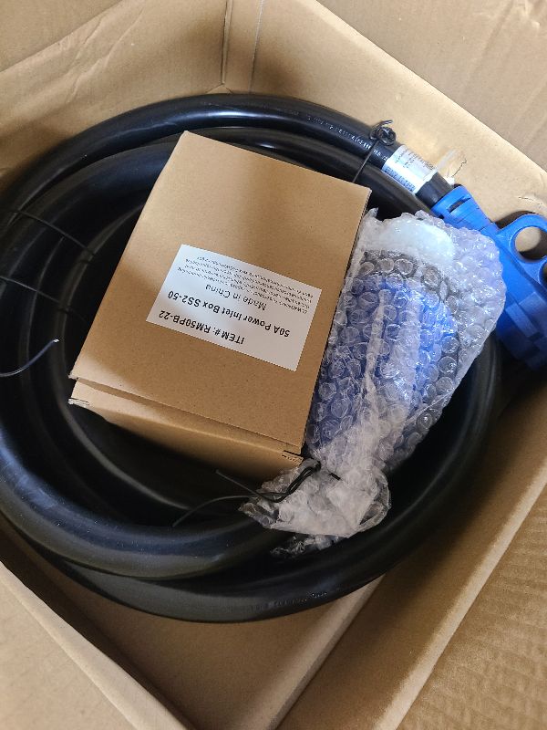Photo 1 of 50 Amp Generator Cord and Power Inlet Box, 20FT Generator Cords 50 Amp,125V/250V Generator Power Cord NEMA14-50P/SS2-50R Twist Lock Connector, Male-to-Female, Black