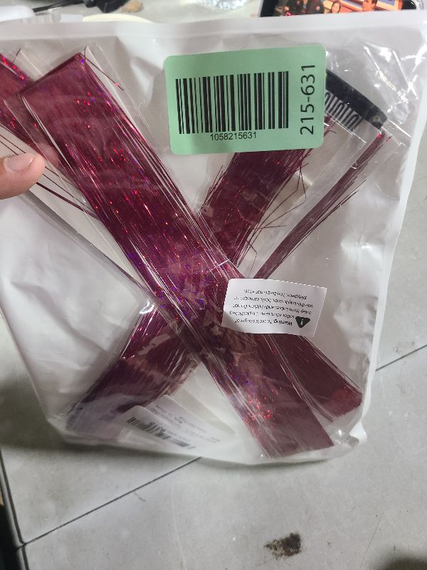 Photo 1 of 19.7 Inch Clip In Hair Tinsel Fairy Hair Tinsel Kit Clips Clip On Glitter Hair Tinsel Extensions