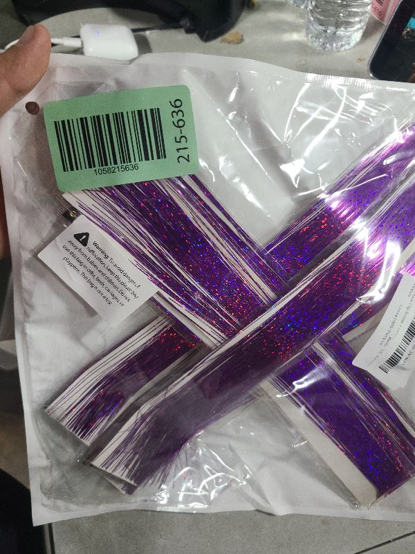 Photo 1 of 19.7 Inch Clip In Hair Tinsel Fairy Hair Tinsel Kit Clips Clip On Glitter Hair Tinsel Extensions Purple