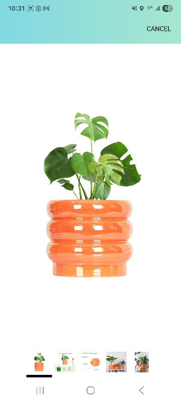 Photo 1 of 10 inch Ceramic Plant Pots for Indoor Plants, Rainbow Pearl Glaze Planter with Planters for Plants with Drainage Hole, Orchid Pots, Succulent Pot,Large Flower Pot (Orange)