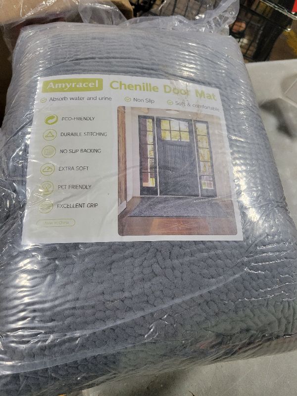 Photo 1 of ?Amyracel Dirt Trapping Door Mat, 48' x 96" Large Absorbent Dog Door Mat for Muddy Paws, Quick Dry Non Slip Chenille Mud Mat for Dogs, Machine Washable Entry Indoor Entryway Rug for Inside Floor