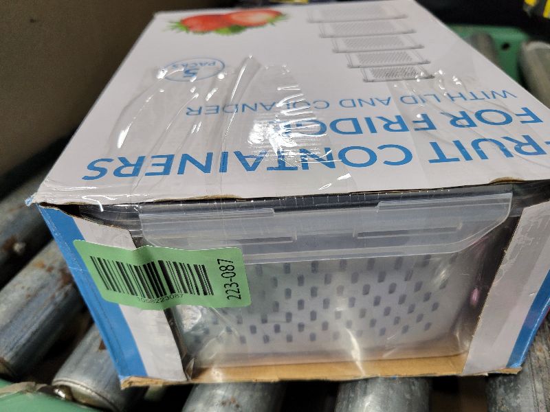 Photo 1 of 5 PCS Large Fruit Storage Containers for Fridge with Removable Colanders, Airtight Food Storage Containers with 5 Lids, 4 in 1 Produce Containers Keep Berry Fruits Vegetable Food Meat Fresh Longer