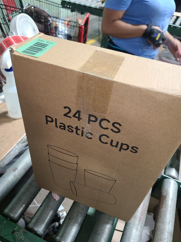 Photo 1 of 24 Pcs Unbreakable Plastic Cups Set, 20 oz Reusable Plastic Cups, Stackable Water Tumblers, Drinking Cup for Kitchen, Outdoor, BPA-free, Dishwasher Refrigerator and Microwave Safe (20 oz, 6 Colors)