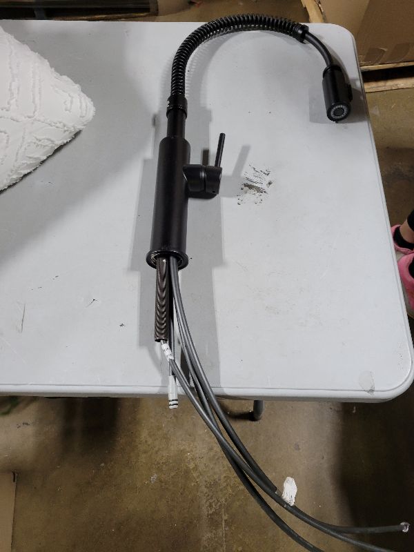 Photo 1 of Delta Antoni Pro Style Commercial Kitchen Faucet with Pull Down Sprayer, Single Hole Matte Black Kitchen Sink Faucet, Single Handle, Matte Black 18803-BL-DST