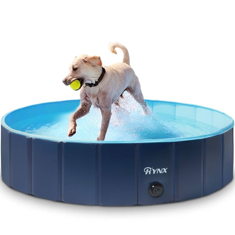 Photo 1 of  Foldable Dog Pool Dogs Swimming Pools Pet Pool Bathing Tub Hard Plastic Kiddie Pools for Kids Puppy and Cats (Sky-Blue 