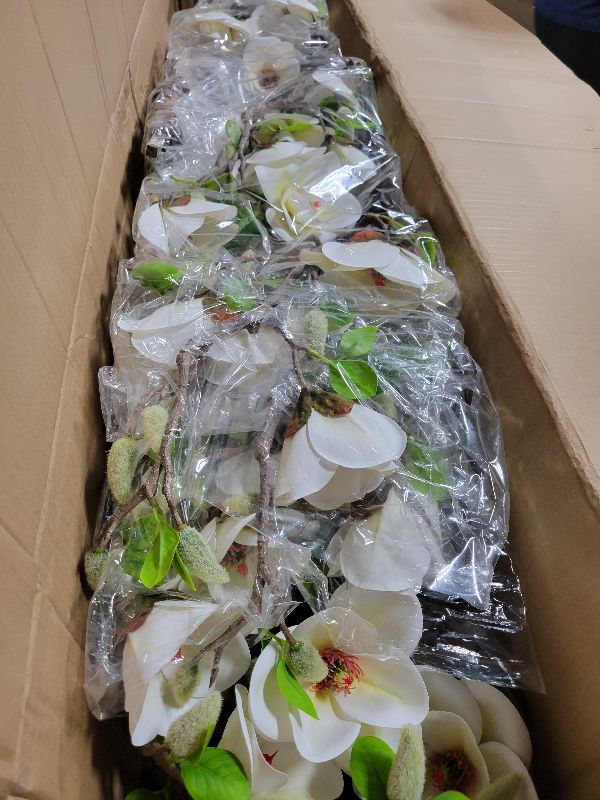 Photo 1 of  Artificial Magnolia Tree, 6.8FT Tall Fake Indoor Tree, Realistic Real Touch Leaves and Flowers Perfect for Indoor Decor, Living Room, Door, Office and Hotel Decor (White)
