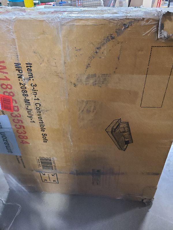 Photo 1 of 3 in 1 Multi-Functional Convertible Sleeper Sofa Bed, Queen Size Sleeper Loveseat with Pull Out Couch, Velvet Upholstered Futon Couch with Soft Armrest & Detachable Cloud Cushions for Living Room