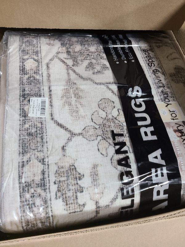 Photo 1 of 10x14 Area Rug for Living Room - Washable Soft Traditional Tribal Rug for Bedroom Dining Room Home Office, Non-Slip Stain Resistant Vintage Distressed Indoor Floor Carpet- White