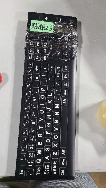Photo 1 of Large Print Computer Keyboard, Wired USB Full Size Quiet Keyboard with 4X Oversized Print Letters for Visually Impaired Low Vision Individuals Easy to See and Type for PC, Laptop,Windows