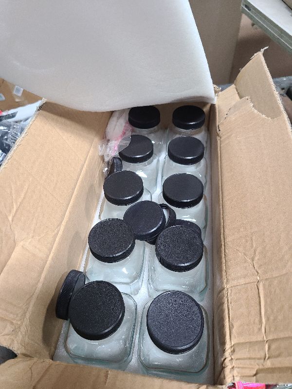 Photo 1 of 10 Pack 16oz Glass Juice Bottles with Lids - Reusable Juicing Bottles Glass Drinking Jars Containers with Airtight Lids & Cleaning Brush - Perfect for Juicing,Milk,Kombucha, and Storage